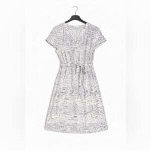 Tulle Gray and White Floral Midi Dress